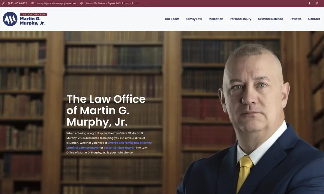 Lawyer website redesign in Charleston SC. Summerville, Moncks Corner.